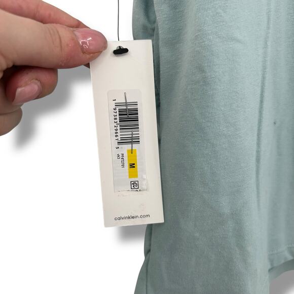 NEW Calvin Klein Ruched Logo Crewneck tank top size medium blue sea teal active - Picture 10 of 11